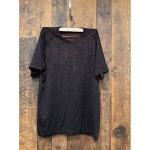 Lululemon Men’s Metal Vent Short Sleeve Shirt Black Red Large EUC